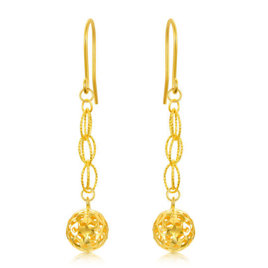 10K Gold Round Drop Earrings