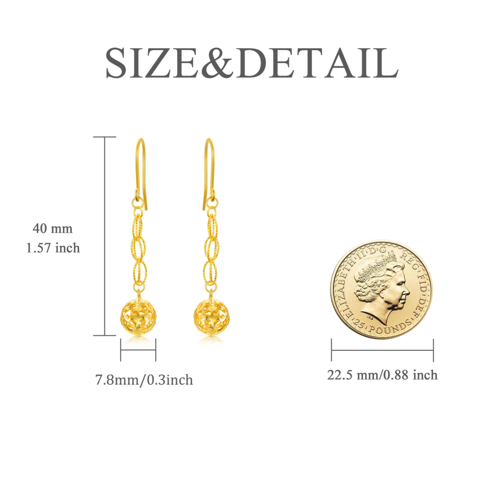 10K Gold Round Drop Earrings-5
