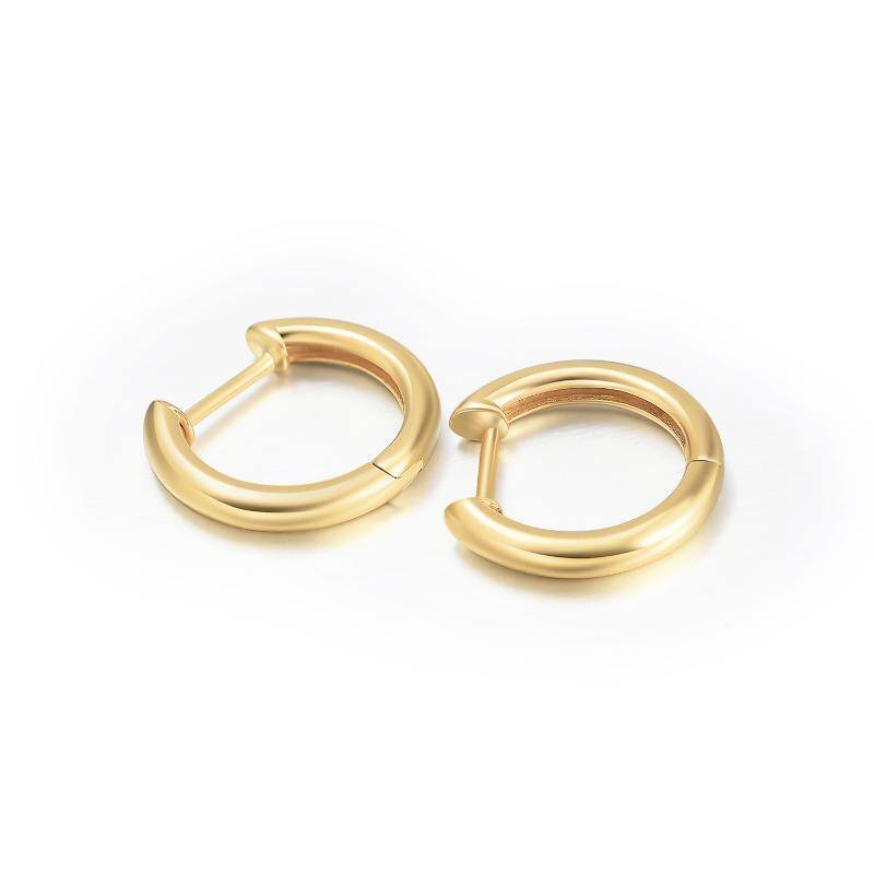 10K Gold Round Hoop Earrings-5