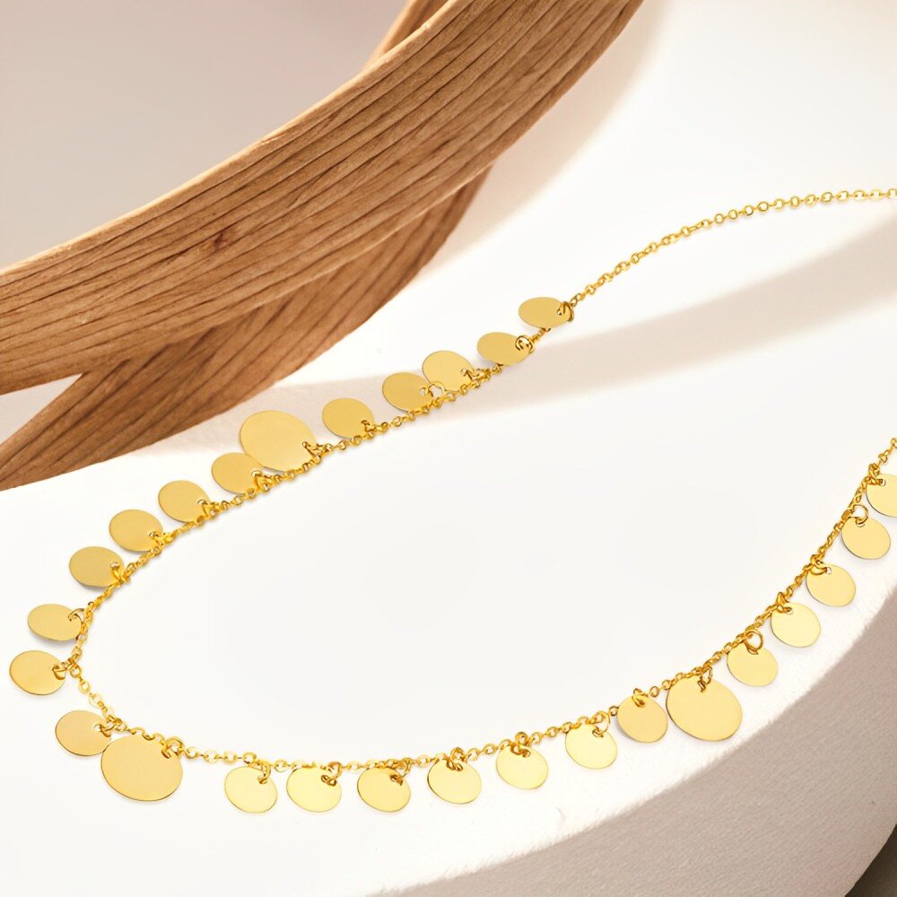 Sterling Silver with Yellow Gold Plated Round Metal Choker Necklace-5