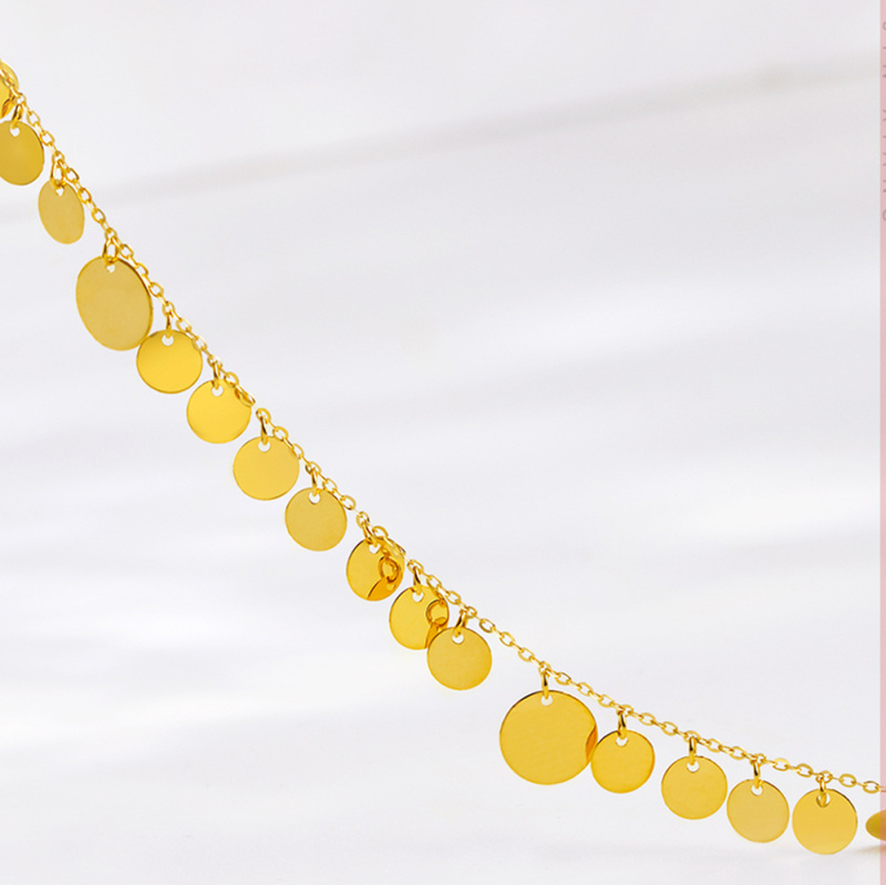 10K Gold Round Metal Choker Necklace-7