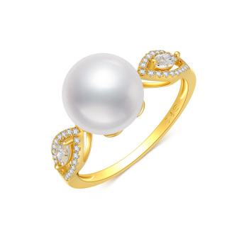 10K Gold Round Pearl Round/Spherical Ring-24