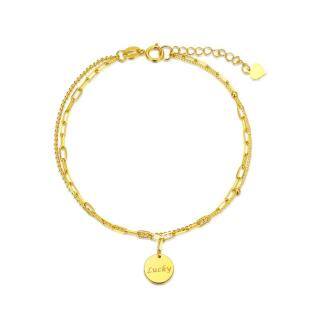 10K Gold Round Charm Bracelet-60