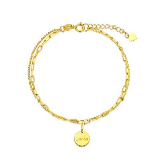 Pulseira com pingente redondo em ouro 18K