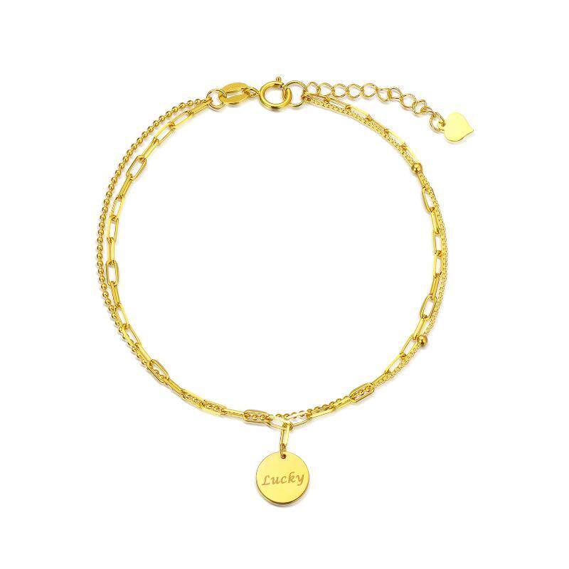 10K Gold Round Charm Bracelet-59