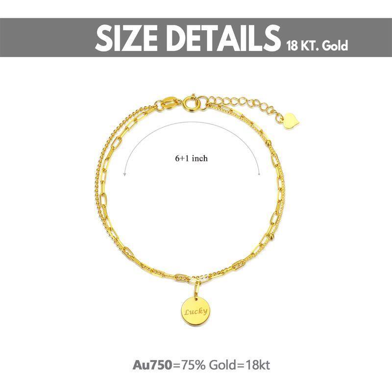 18K Gold Round Charm Bracelet-3