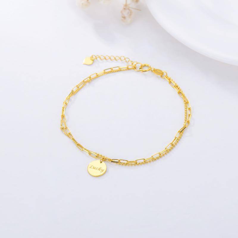 10K Gold Round Charm Bracelet-5