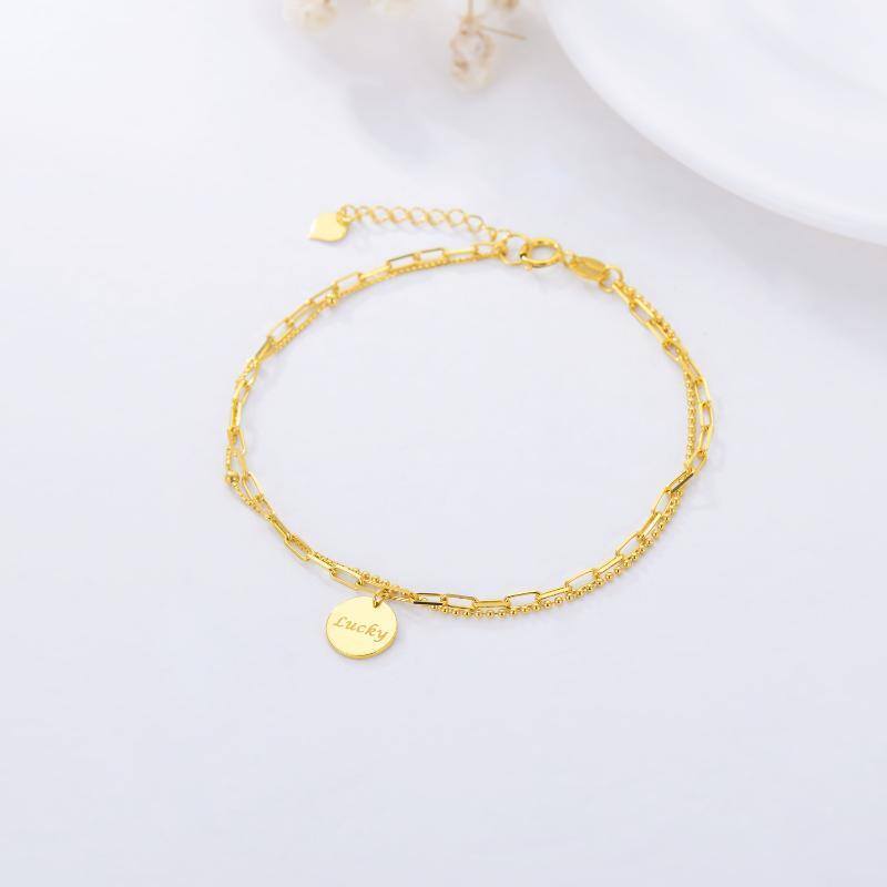 18K Gold Round Charm Bracelet-5