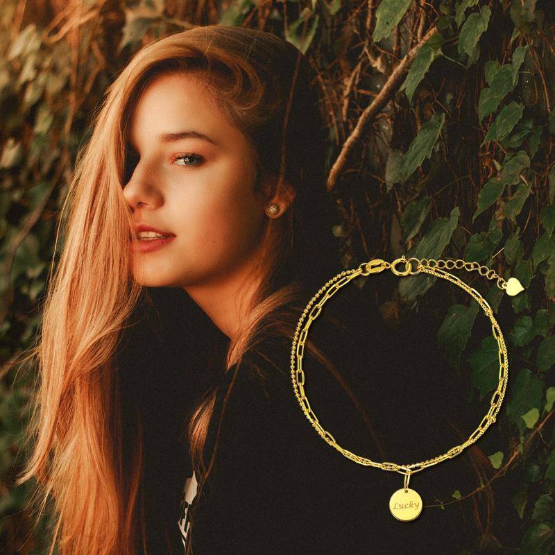 18K Gold Round Charm Bracelet-6