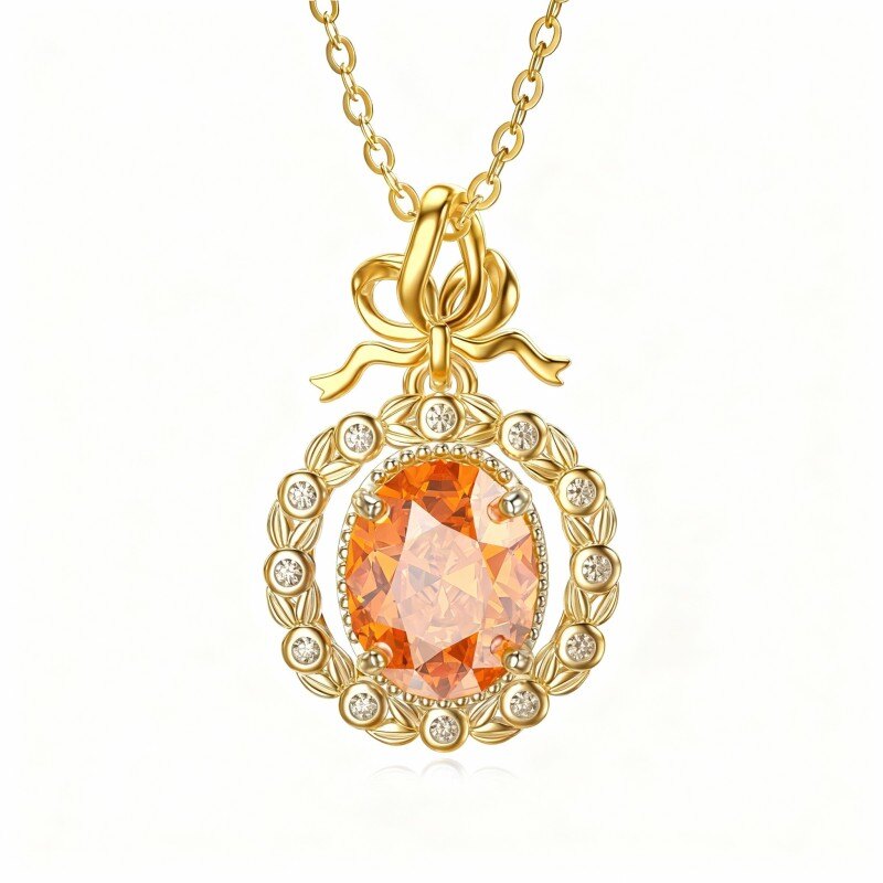 Collar con colgante redondo de oro de 18 quilates-1