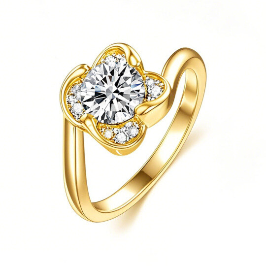 10 Karat Gold runder Moissanit-Verlobungsring