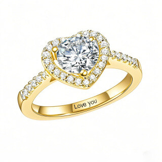10K Gold Round Shaped Moissanite Heart Engagement Ring-18