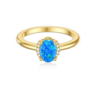 10K Gold Round Shaped & Oval Shaped Diamond & Opal Custom Oval Shaped Wedding Ring 3EX IGI Certified-43