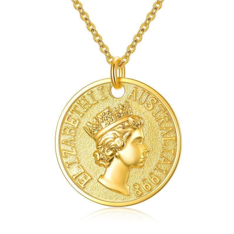 14K Gold Round/Spherical Coin Pendant Necklace-1