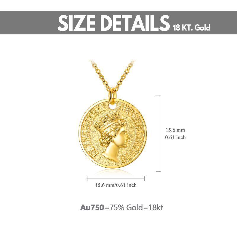 18K Gold Round/Spherical Coin Pendant Necklace-3