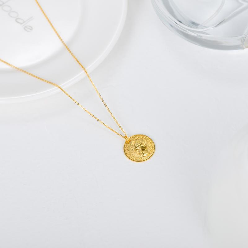 Collier avec pendentif en forme de pièce ronde/sphérique en or 10 carats-5