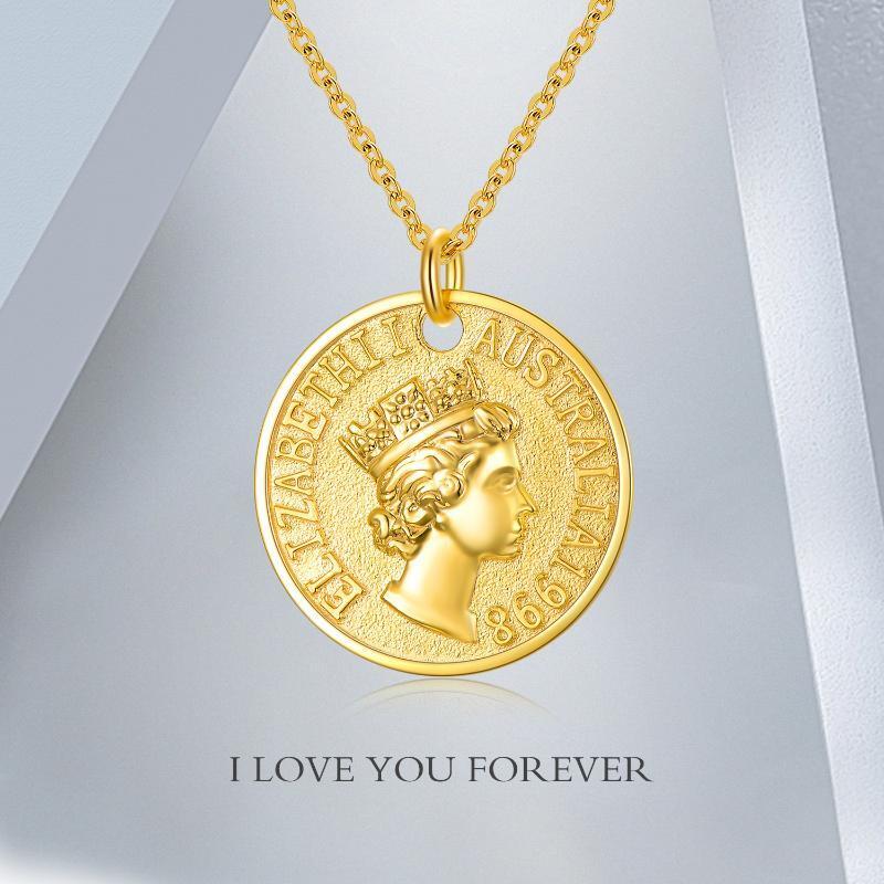 Collier avec pendentif en forme de pièce ronde/sphérique en or 10 carats-6