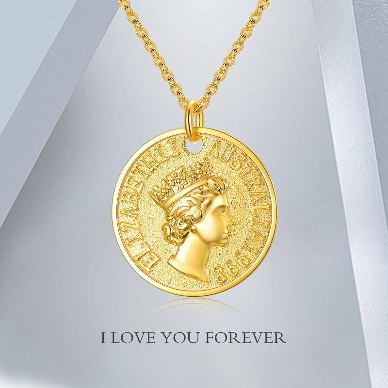 14K Gold Round/Spherical Coin Pendant Necklace-6