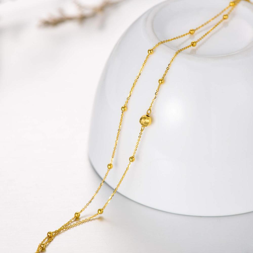 Pulseira com camadas redondas/esféricas em ouro de 14K-3