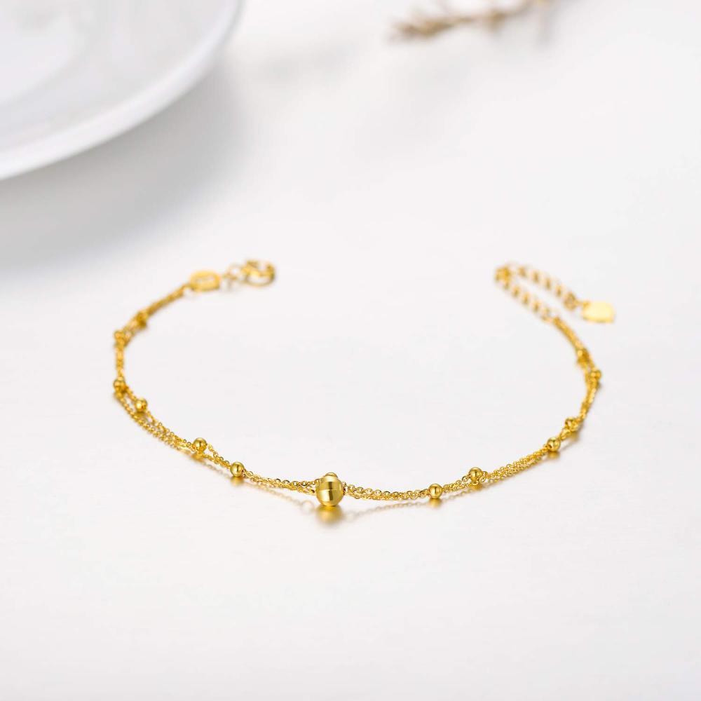 Pulseira com camadas redondas/esféricas em ouro de 14K-4