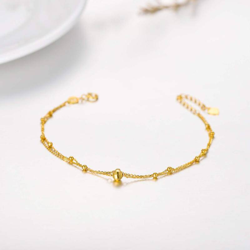 10K Złota Okrągła/Sferyczna Bransoletka Warstwowa-4