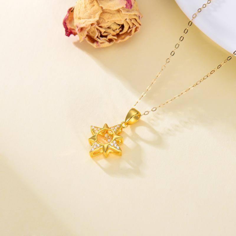 Halskette mit Sternanhänger aus rundem Zirkonia aus 10-karätigem Weißgold-4