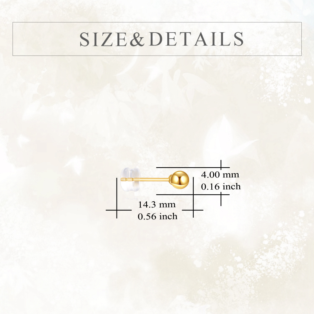 10K Gold Round Stud Earrings-5