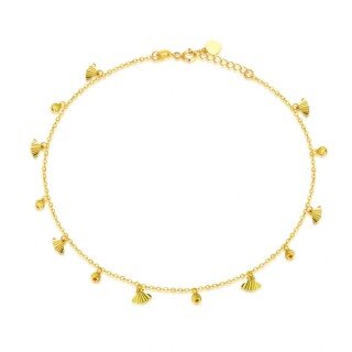 10K Gold Shell Single Chain Anklet-5