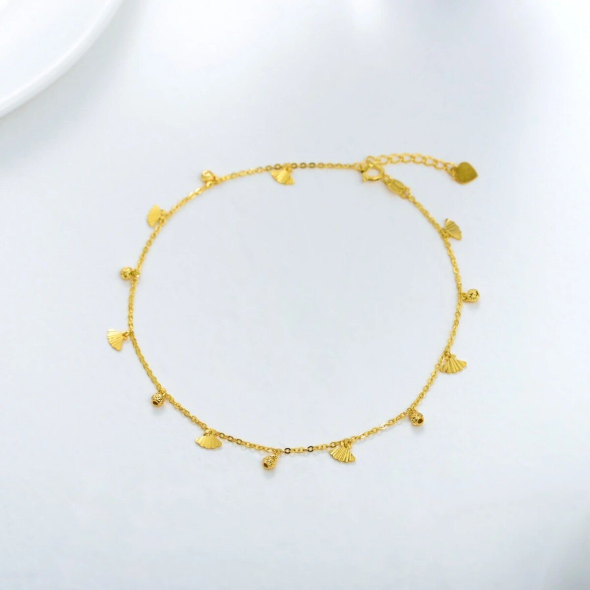 10K Gold Shell Single Chain Anklet-3