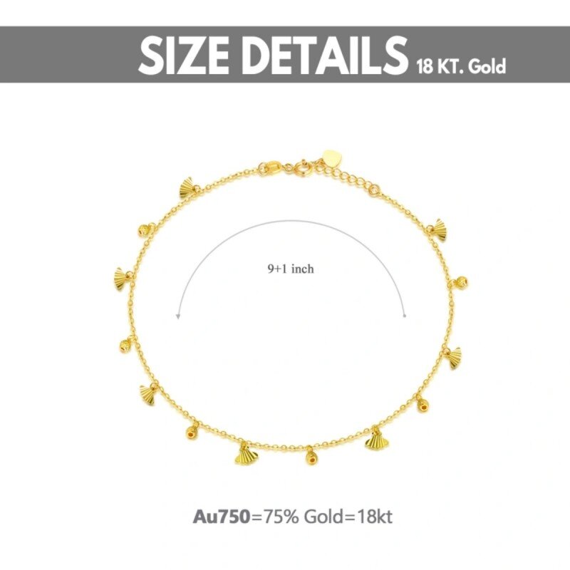 Tobillera de cadena simple con concha de oro de 14 quilates-6