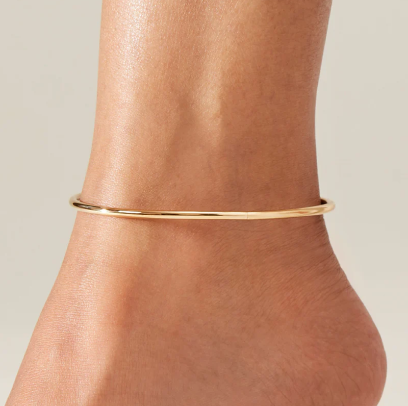 14K Gold Single Bangle Bracelet Ankelet 3mm-2