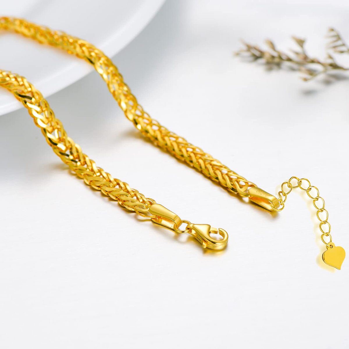 18K Gold Wheat Spike Chain Bracelet for Women-3