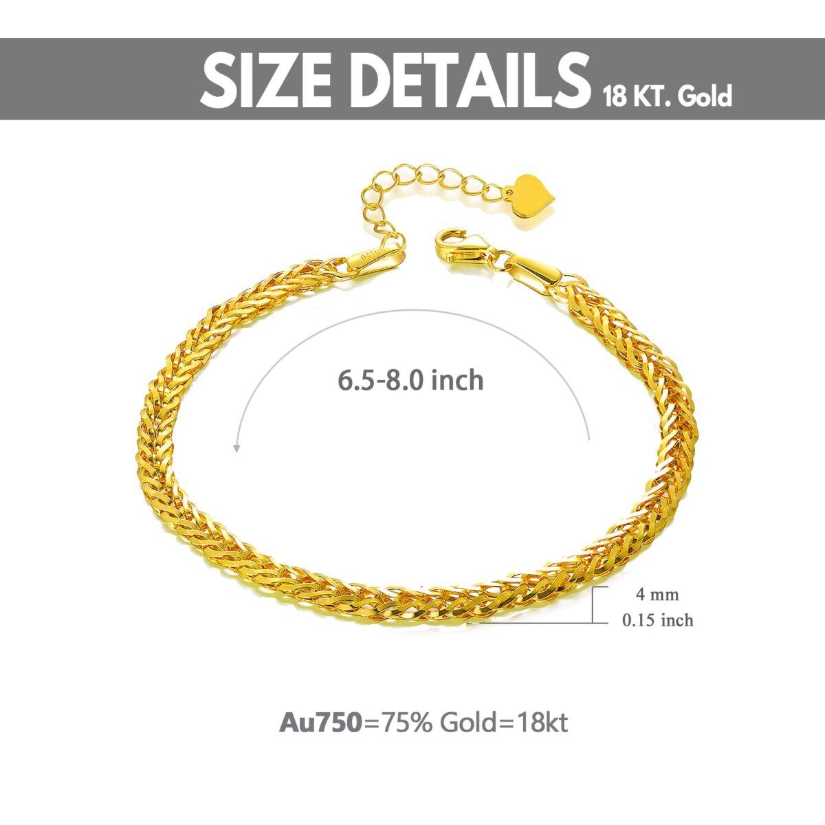 14K Gold Wheat Spike Chain Bracelet for Women-5