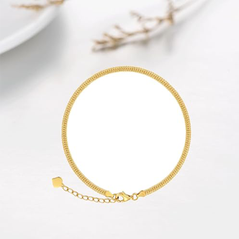 18K Gold Single Chain Anklet-2