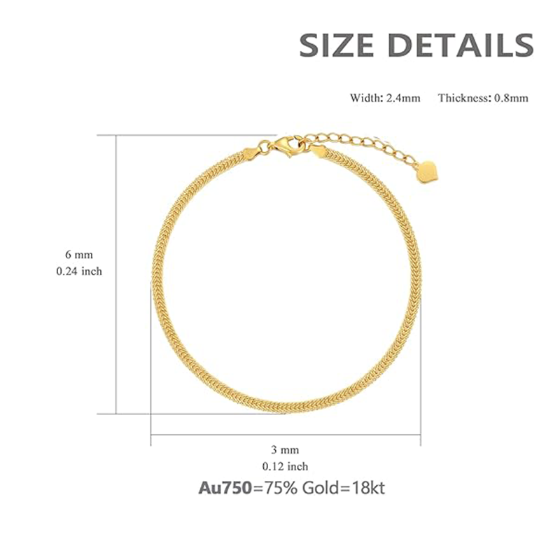 18K Gold Single Chain Anklet-3