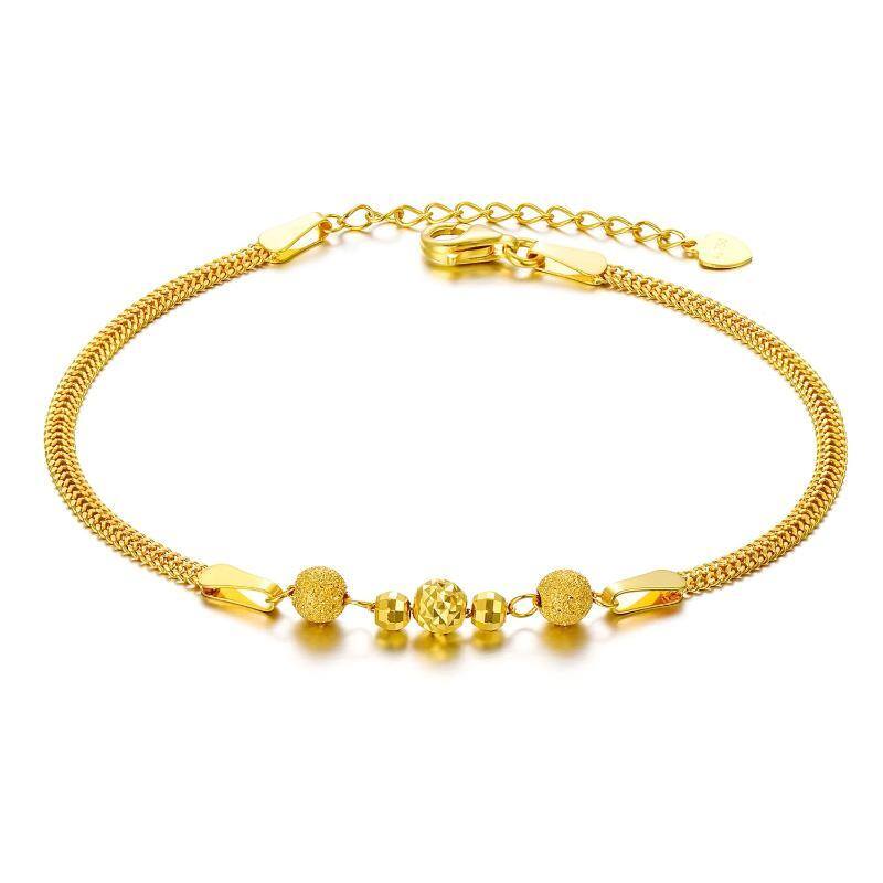 10K Gold Single Layer Anklet-1