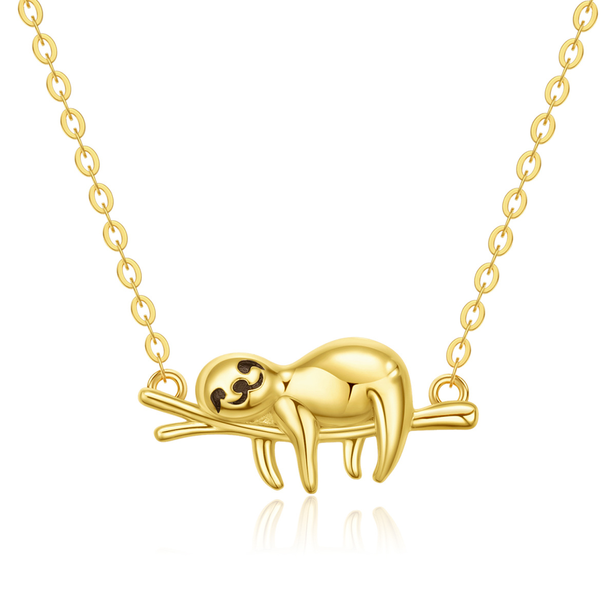 14K Gold Sloth Pendant Necklace-1