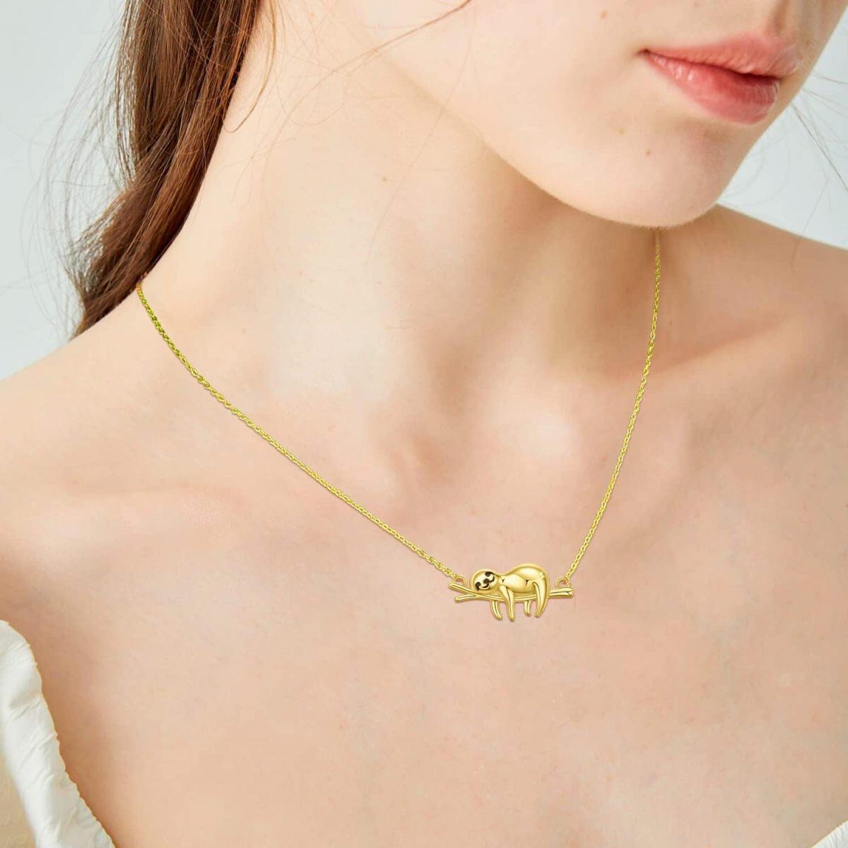 10K Gold Sloth Pendant Necklace-2