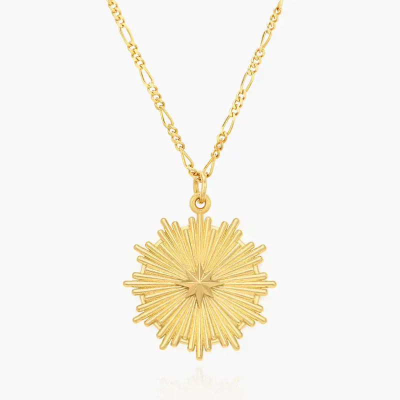 Gold Vermeil Snowflake Necklace for Women Men-1