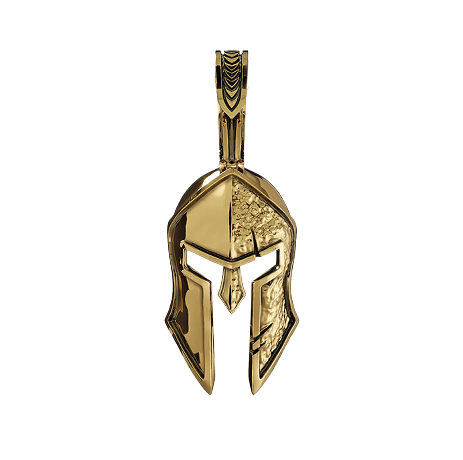 Dijes de guerrero espartano de oro de 10 quilates para hombre-1