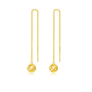 10K Gold Spherical Drop Earrings-52