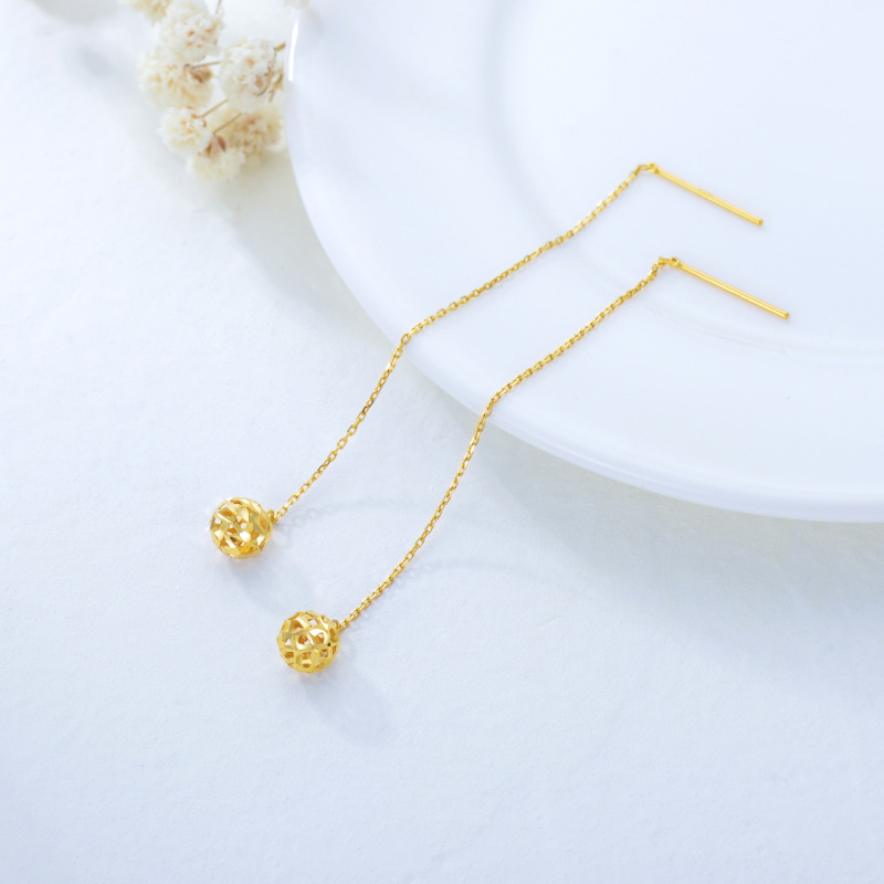 14K Gold Spherical Drop Earrings-4