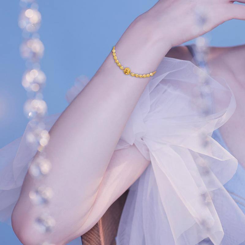 Pulseira com pendente esférico em ouro 10K-2