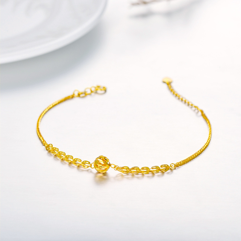 Pulseira com pendente esférico em ouro 10K-3