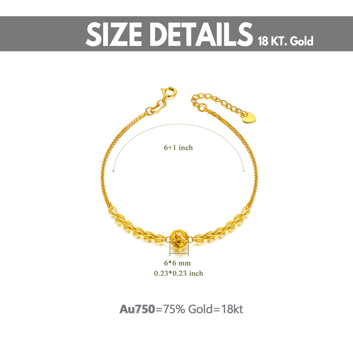 18K Gold Spherical Charm Bracelet-6