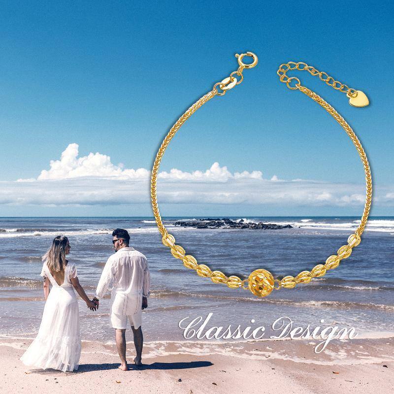 Pulseira com pendente esférico em ouro 10K-7