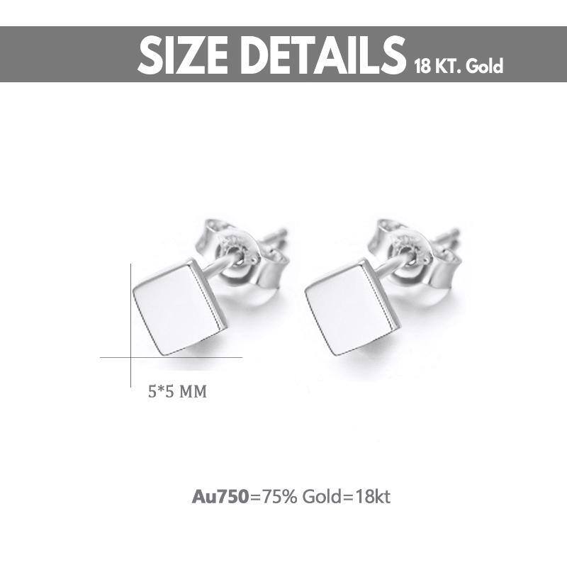 14K White Gold Plated Square Stud Earrings-5