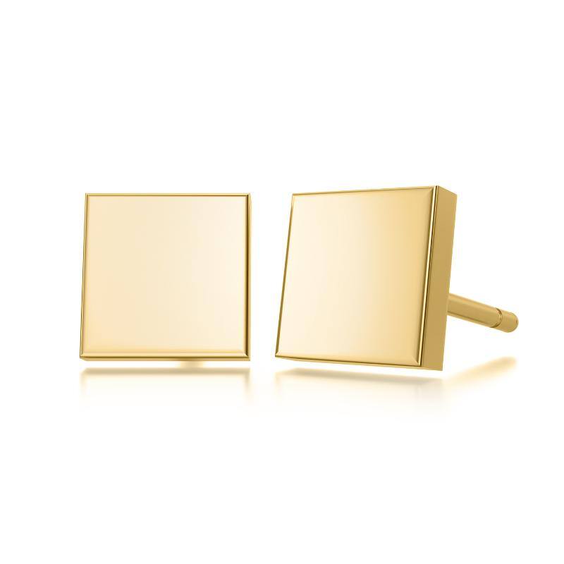 18K Gold Square Stu… - image