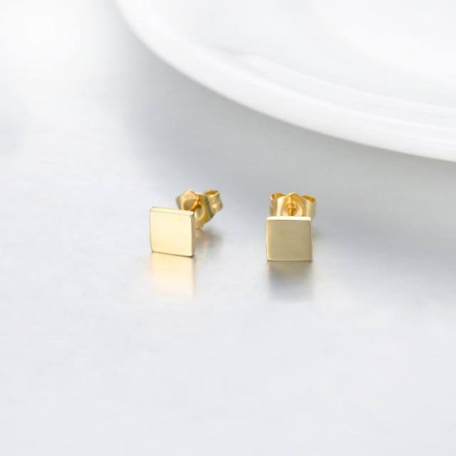 Boucles d'oreilles carrées en or 18K-3