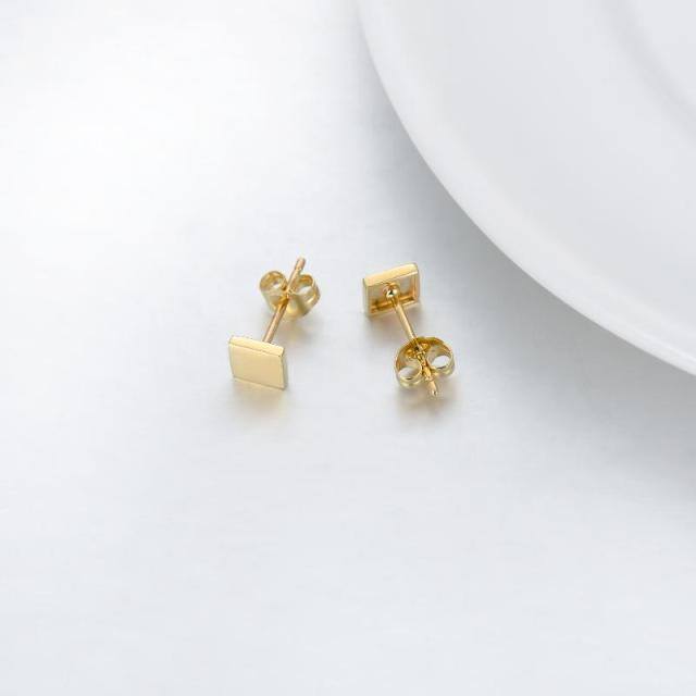 18K Gold Square Stud Earrings-4